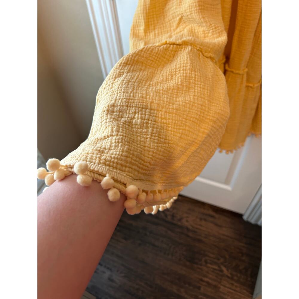 Yellow Slub Cotton Dress Size Medium - Picture 5 of 5